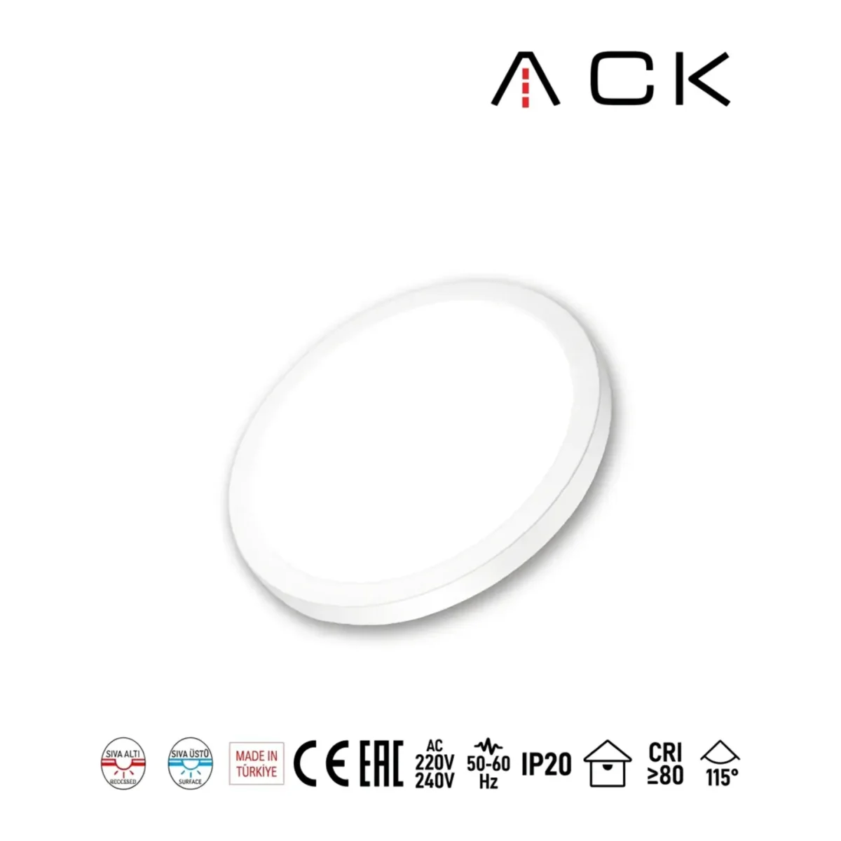 24W CCT Üç Renk Ayarlanabilir Yuvarlak Sıva Üstü / Sıva Altı LED Panel - Beyaz Kasa (3850 Lümen) AP03-02490