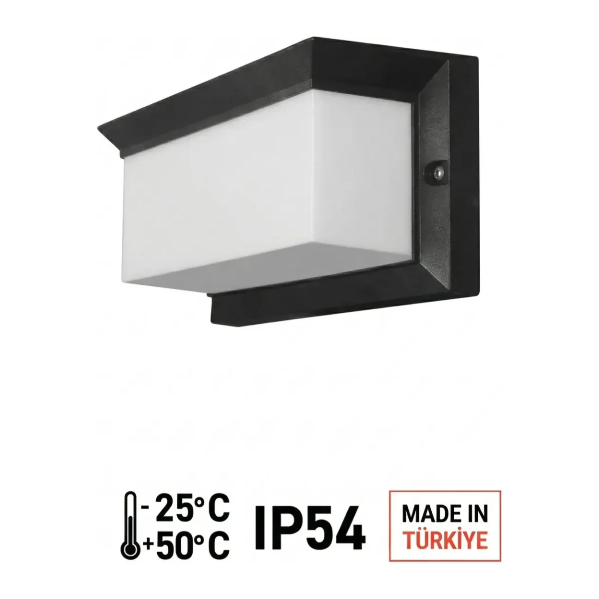 Lunar E27 Bahçe Duvar Apliği IP54 60W (120x120x250 mm) - Görsel 4